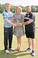 Jack Duffy and Aidan Gleeson share the SG6 trophy with Joanne Gartland