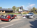 The two-car collision at the junction of Drake Street and Manchester Road