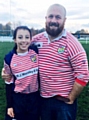 Megan Dickinson and her father Sam Dickinson at her first Lancashire appearance