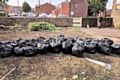 Bags of waste after the site was cleared