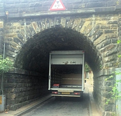 The van under the bridge on New Barn Lane