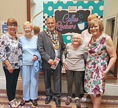 Mayor of Rochdale, Mohammed Zaman, with Jackie Howarth, Norma Appleton,  Margaret Chapman, Amanda Penty and Gillian Smith