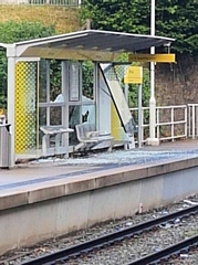 The Metrolink tram stop in Milnrow has been smashed