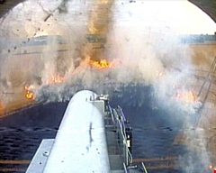 Fire which started from litter on the motorway verge, image taken from the motorway gantry 