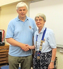 Lion Steve Brown with Heywood Lions Club new President Lion Irene Sagar 