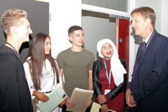 Richard Ronksley, Principal of Rochdale Sixth Form College with students