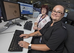 PC Michelle Quinn from Greater Manchester Police’s Victim Support Unit (front) and mental health practitioner Gillian Bradburn