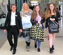 Sophie Green with mum, Catherine, sister Lucie and by Lynette Howgate, Centre Manager, Middleton Shopping Centre (left)