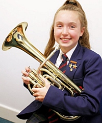 Tenor horn player Alice Clarke from Whitworth Community High School