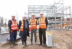 Mike Lane, Willmott Dixon Operations Director, Cllr Allen Brett, leader of Rochdale Borough Council, Steve Rumbelow, Chief Executive of Rochdale Borough Council, John Searle, Director of Economy at Rochdale Borough Council 