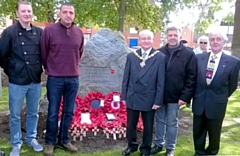 Paul Rogers from Marshalls, Paul Ellison from Rochdale In Bloom, Deputy Mayor Billy Sheerin, Rochdale In Bloom chairman, Roy Down, Rogar Gregson from J Child and Son Stonemasons 