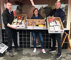 Stephen Bamford of Cryers, Zoe Attwood of Littleborough Lions, Darren Rushton of Cryers 