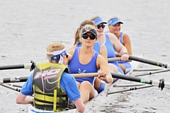 Women's Masters 4+ lining up at the start