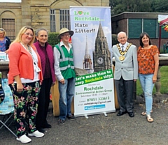 Councillor Rachel Massey (far left) with Mayor of Rochdale Billy Sheerin (second from right) with Rochdale Environmental Action Group members Marcia, George and Christine