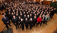 New officers with Chief Ian Hopkins, Greater Manchester’s Deputy Mayor Baroness Beverley Hughes, Mayor of Stockport Councillor Laura Booth and Magistrate Stephen Paine