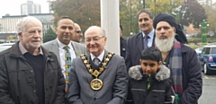 Mayor Billy Sheerin raised the Kashmir flag with Leader of the Council Allen Brett and local community leaders