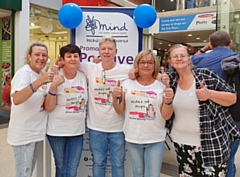 Andrea and her supporters set up the Rochdale and District Mind information stand 