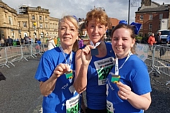 The GEM Appeal's Karen Johnson, Wendy Mills and Katie Hoather after the Rochdale 10k in 2019