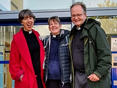 Rochdale's rebel reverend: Mark Coleman with fellow clergy, Revd Helen from the Diocese of Southwark and Revd Hilary from the Diocese of Salisbury