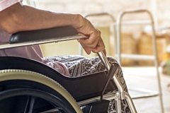 Elderly woman in a wheelchair