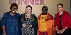 Community psychiatric nurse Katie Tomlinson (second left) receives her award, pictured with Chizzy Akudolu, Evelyn Asante-Mensah OBE and Claire Molloy