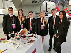 Cardinal Langley students with their quadcopter