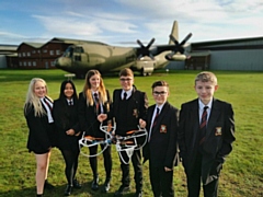 Cardinal Langley students with their quadcopter