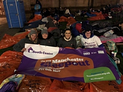 Manchester Sleepout 2019: Amcia Servak, Home Manager at Oakland, was joined by colleagues Wendy Orman and Lisa Bottrell