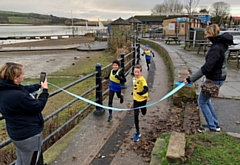 Ben finishes his second lap of Hollingworth Lake