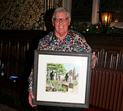 John Swinden with his new painting 