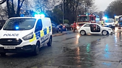 The scene on Edenfield Road