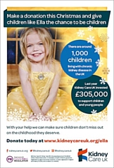 Ella Chadwick is the face of the Kidney Care UK Christmas fundraising appeal