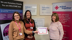 Liz Windsor-Welsh, Action Together Chief Executive, Victoria Holden, Action Together Partnerships Coordinator, and Gail Sutcliffe, Homeless Friendly