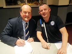 Rochdale AFC Chief Executive David Bottomley and Trust Chairman Col Cavanah signing the MOU