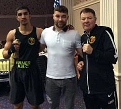 L-R: Arslan Shoukat, Scott Fitzgerald and Hamer Coach Steven Connellan