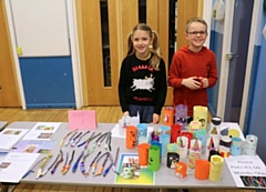 Year 6 pupils with some of the sale items