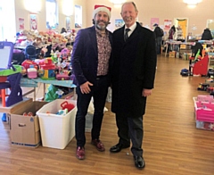 Martyn Allen and Frank Coates with the Christmas gifts donated last year