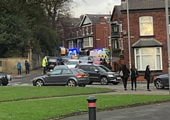 A police cordon in place after a shooting on Sheriff Street, next to Falinge Park