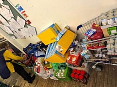 Some of the donations at the Rochdale Foodbank