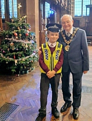 Mayor Billy Sheerin with Liam Ashton who attended St Mary's at the Baum for a Christmas celebration and donated toys to those in need