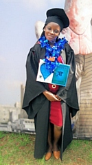 Rehema Ngumbao at her graduation from the University of Nairobi, with her degree in Law