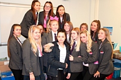 Millie O’Shea (centre) and her friends who raised money at Whitworth Community High School