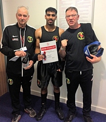 Monir Miah with Hamer coaches Alan Bacon and Steven Connellan