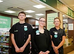 Benjamin Marsi, Jodie Nutley (Store Manager)  and Faye Kellett at the new Holland & Barrett, store in Tesco Silk Street, Rochdale