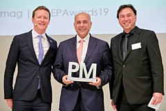 Sajjad Karim MEP accepting the International Trade prize at the MEP Awards ceremony in Brussels