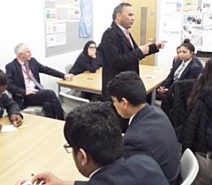 Councillor Ashley Dearnley and Councillor Shakil Ahmed visit Year 10 Citizenship students at Kingsway Park High School