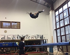 Melissa Butterworth on the trampoline.