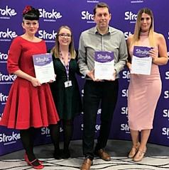 Elaine Stott from Link4Life, Janine Scanlan, Stroke Association’s Rochdale support coordinator; and Paul Gardner and Adele Hoolahan, both from Link4Life