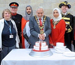 Mayor Mohammed Zaman hoisted the Saint George's Cross flag at Rochdale Town Hall for St George's Day (Tuesday 23 April)