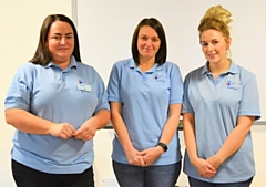 Spoons founder Kirsten Mitchell (centre) with volunteers Stacey Dawson (left) and Beth Hurst (right)